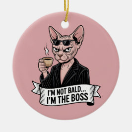 Boss Sphynx Cat Coffee Artwork Julgransprydnad Keramik