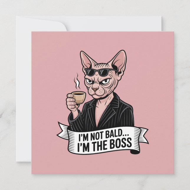 Boss Sphynx Cat Coffee Artwork Julkort (Framsida)