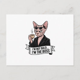 Boss Sphynx Cat Coffee Artwork Vykort