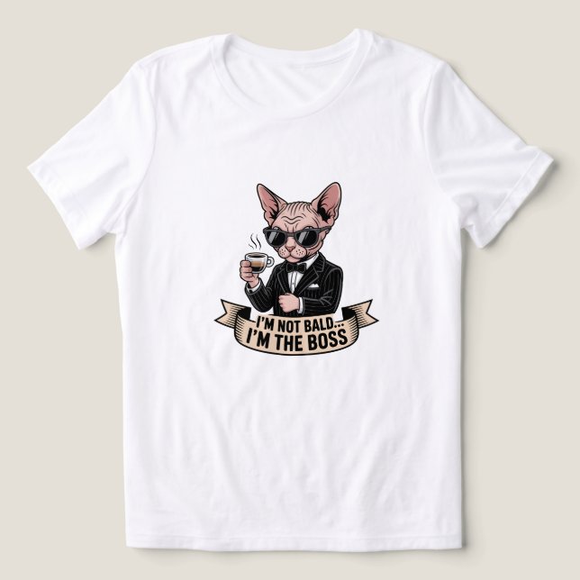 Boss Sphynx Cat Coffee Illustration T Shirt (Design Framsida)