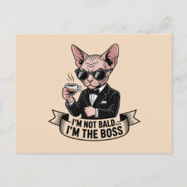 Boss Sphynx Katt Kaffe Illustration Vykort