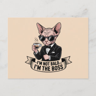 Boss Sphynx Katt Kaffe Illustration Vykort