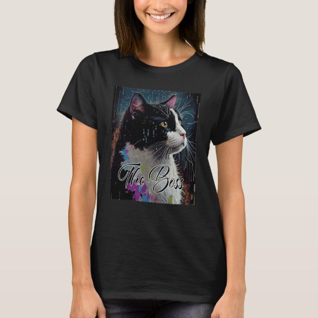 Boss Tuxedo Cat  for Mom Dad T Shirt (Framsida)