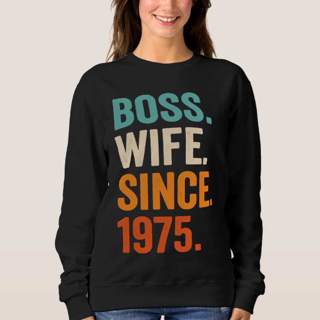 Boss Wife Since 1975 48th wedding anniversary T Shirt (Framsida)