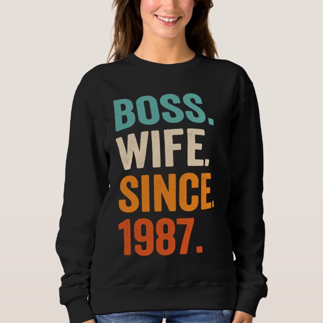 Boss Wife Since 1987 36th wedding anniversary T Shirt (Framsida)