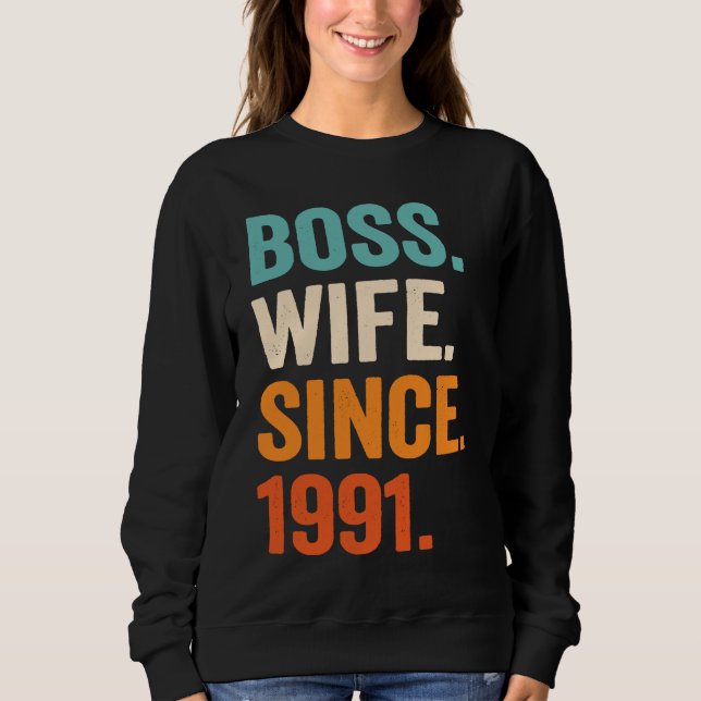 Boss Wife Since 1991 32nd wedding anniversary T Shirt (Framsida)