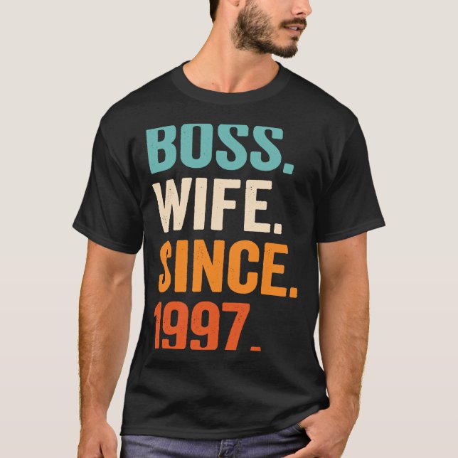 Boss Wife Since 1997 26th wedding anniversary T Shirt (Framsida)