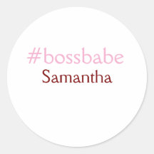 Bossbabe hashtag ljus rosa lägg till namn-flicka c