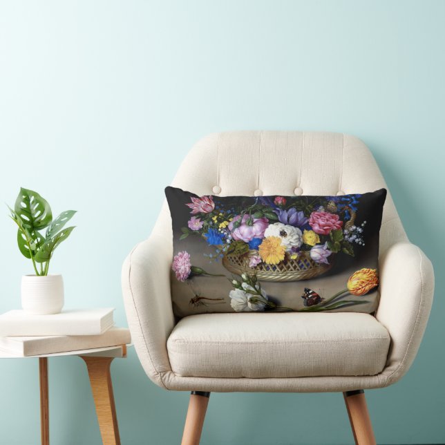 Bosschaert Flower still Life Insekts Dutch Art Lumbarkudde (Stol)