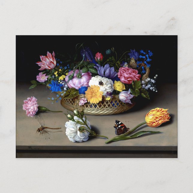 Bosschaert Flower still Life Insekts Dutch Art Vykort (Framsida)