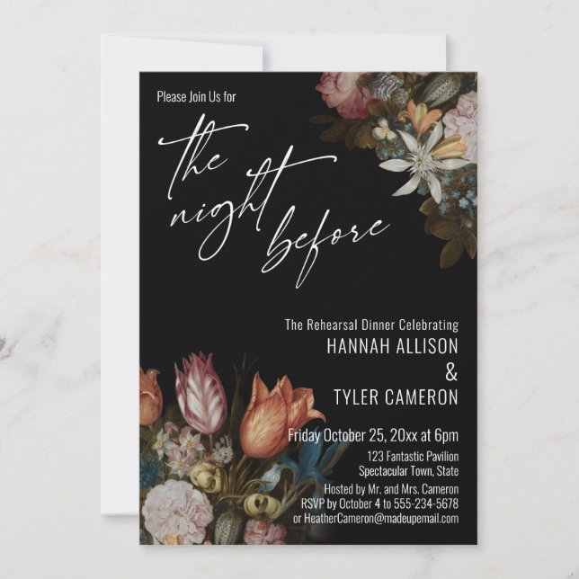 Bosschaert's "Flowers in a Glass" Natten före Inbjudningar (Framsida)