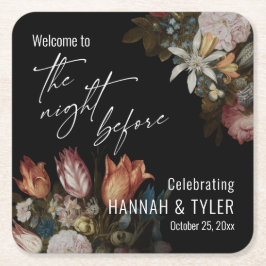 Bosschaert's "Flowers in a Glass" Natten före Underlägg Papper Kvadrat