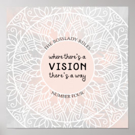 BossLady Regler 4 Rosa Grått Mandala Motivational Poster
