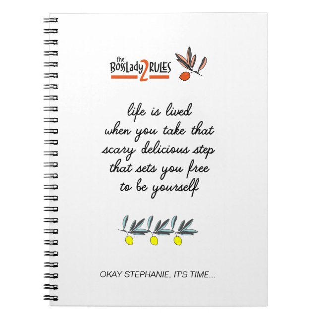 BossLady Rule 2 Entrepreneur Motivational Say Anteckningsbok (Framsidan)