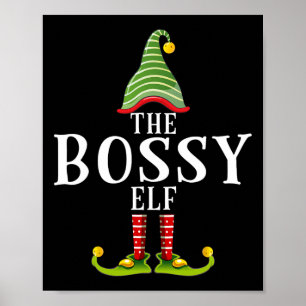 Bossy Elf Funny Matching Pajama Julafton Poster