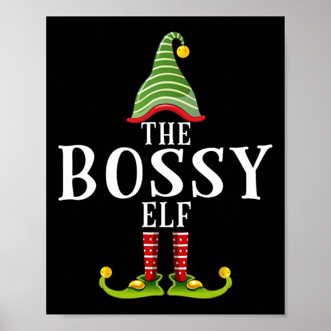 Bossy Elf Funny Matching Pajama Julafton Poster (Framsidan)