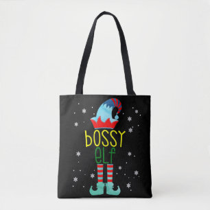 Bossy Elf God jul Advent Family Matching Tygkasse
