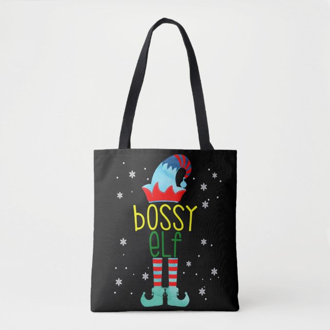 Bossy Elf God jul Advent Family Matching Tygkasse (Framsida)