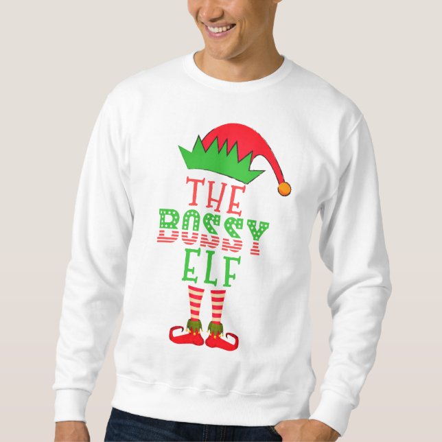 Bossy Elf-julfamiljen Matching Pajama Lång Ärmad Tröja (Framsida)