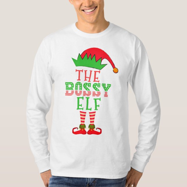 Bossy Elf-julfamiljen Matching Pajama T-S T Shirt (Framsida)