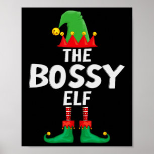 Bossy Elf Matching Familjejul Poster
