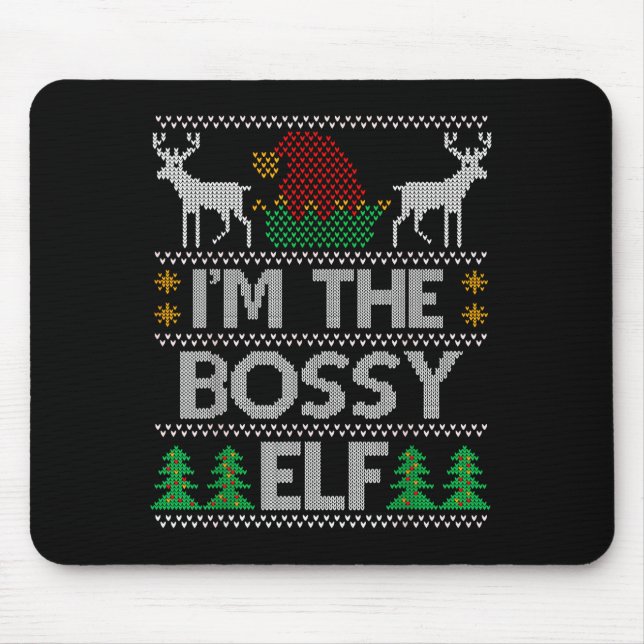 Bossy Elf Matching Family Group Christmas Party Pa Musmatta (Framsidan)