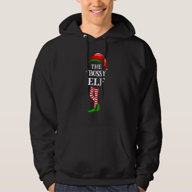 Bossy Elf Matching Family Group jul Hoodie (Framsida)