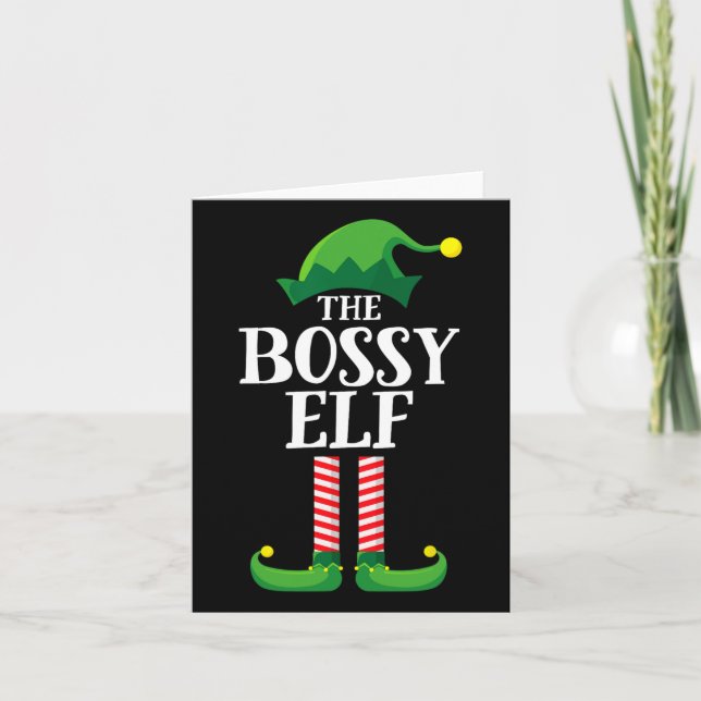 Bossy Elf Matching Family Group jul Party Py Kort (Framsida)