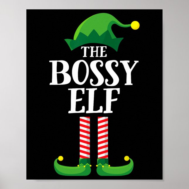 Bossy Elf Matching Family Group jul Party Py Poster (Framsidan)