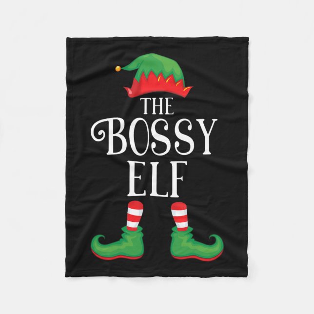 Bossy Elf Matching Group Julafton Funny Family Chr Fleecefilt (Framsidan)