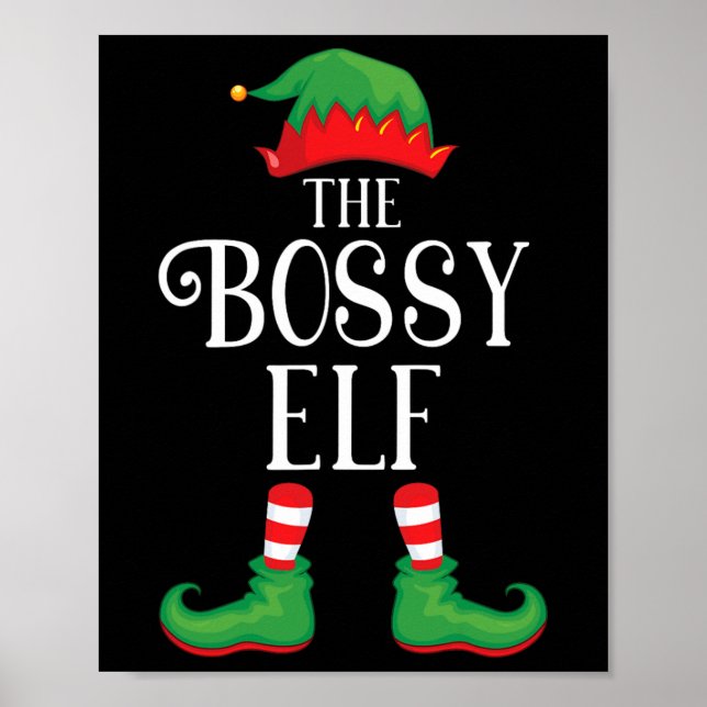 Bossy Elf Matching Group Julafton Funny Family Chr Poster (Framsidan)