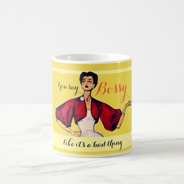Bossy Gal Retro Gult Kaffemugg (Center)