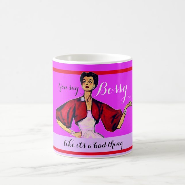 Bossy Gal Retro Magenta Kaffemugg (Center)