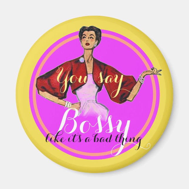 Bossy Gal Retro Magnet (Framsidan)