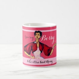 Bossy Gal Retro Rosa Kaffemugg