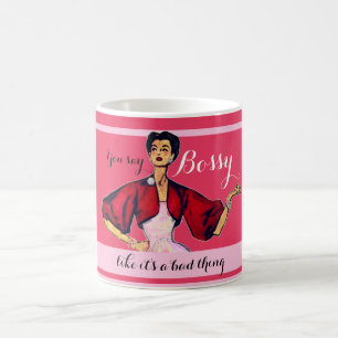 Bossy Gal Retro Rosa Kaffemugg