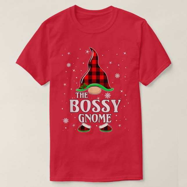 Bossy Gnome Buffalo Play Matching Family Christma T Shirt (Design framsida)