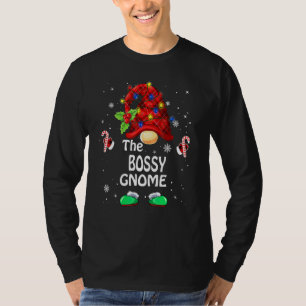 Bossy Gnome Buffalo-rutig matchande familj jul T Shirt