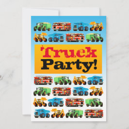 Bostäder 3:e födelsedagen - Bygg Lastbil Party Inbjudningar