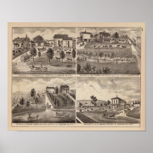Bostäder av Greenwood, Carroll, Minnesota Poster (Framsidan)