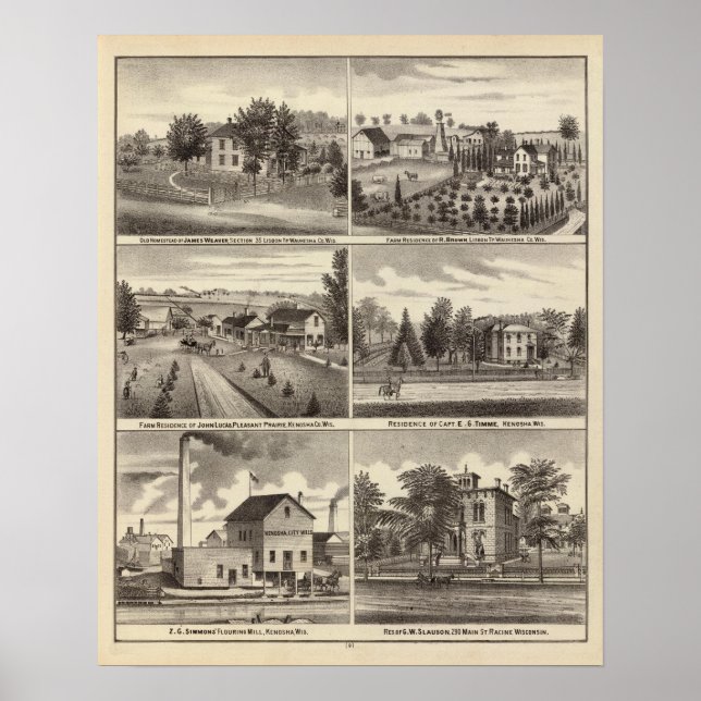 Bostäder, distrikt Waukesha & Kenosha Poster (Framsidan)