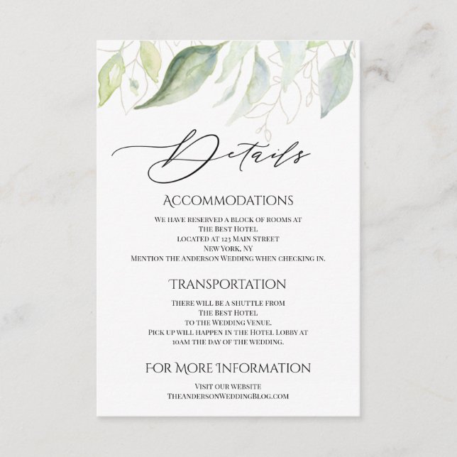 Bostäder för botaniska Löv i Grey Guld Tilläggskort (Framsida)