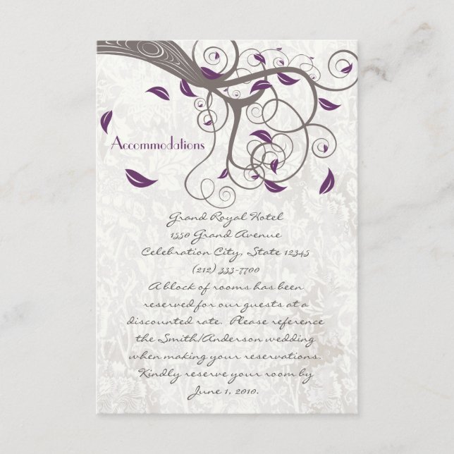 Bostäder för Träd Lila Löv Swirl Tilläggskort (Framsida)