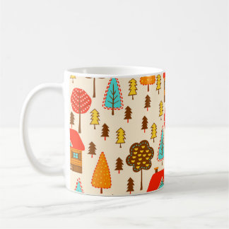 Bostäder Forest Vintage Seamless Mönster Kaffemugg