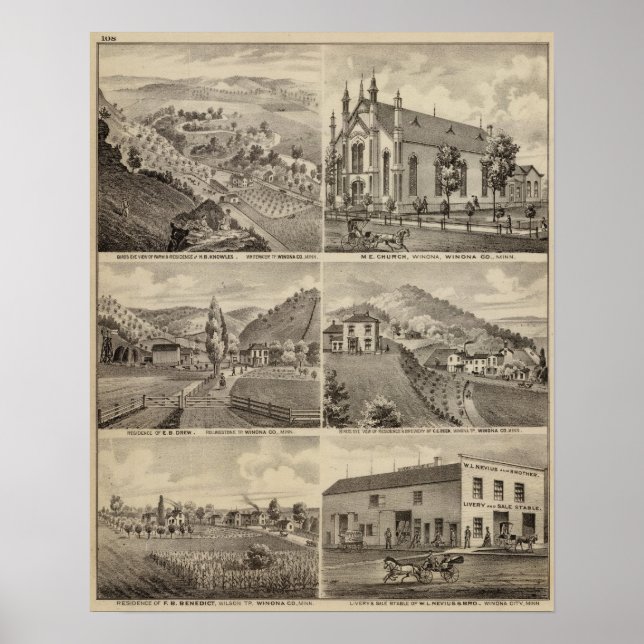 Bostäder, gårdar, bryggeri och stam-, Minnesota Poster (Framsidan)