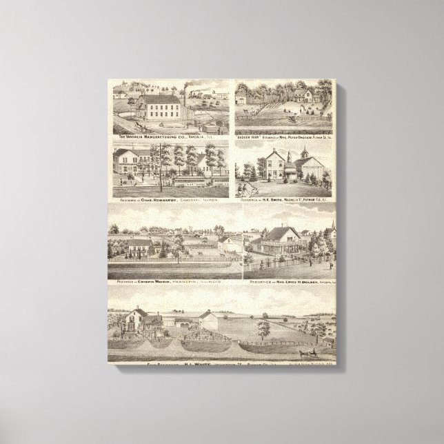 Bostäder, gårdar och fabriker, Vandalia, Sandoval Canvastryck (Framsida)