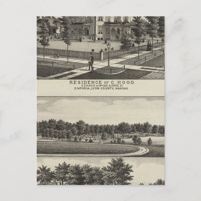 Bostäder, grove, Mills, fabrik, Emporia, Kansas Vykort (Framsida)