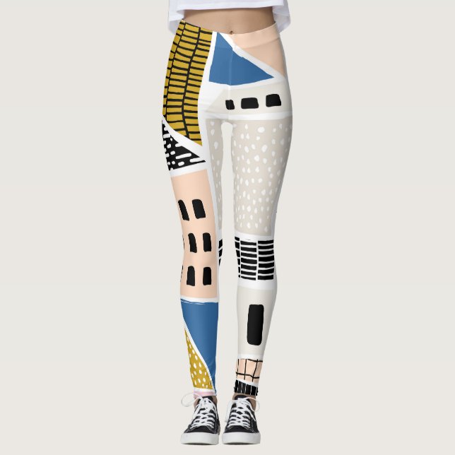 Bostäder Hand plockade sjölös Abstrakt Leggings (Framsida)