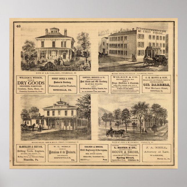 Bostäder, hotell, Titusville, Franklin Poster (Framsidan)
