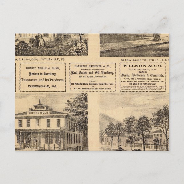 Bostäder, hotell, Titusville, Franklin Vykort (Framsida)